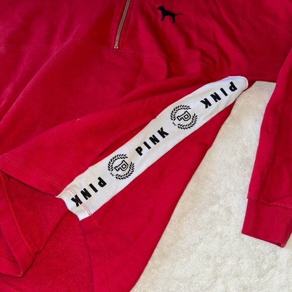 Red PINK Victoria's Secret Half Zip up Hoodie Sweatshirt Vintage Size Small - Picture 5 of 9